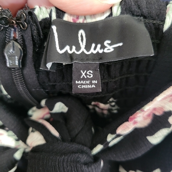 Lulu's Frances Black Floral Print Strapless Tie-Front Mini Dress Size XS - Picture 11 of 11